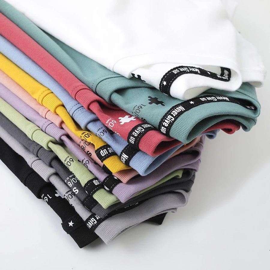 WAVLATII Women New Cotton T Shirts Female 210 GSM Purple Solid Fashion Casual Oversized Short Sleeve Tees Tops for Summer WT2470