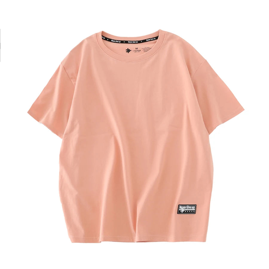 WAVLATII Women New Cotton T Shirts Female 210 GSM Purple Solid Fashion Casual Oversized Short Sleeve Tees Tops for Summer WT2470