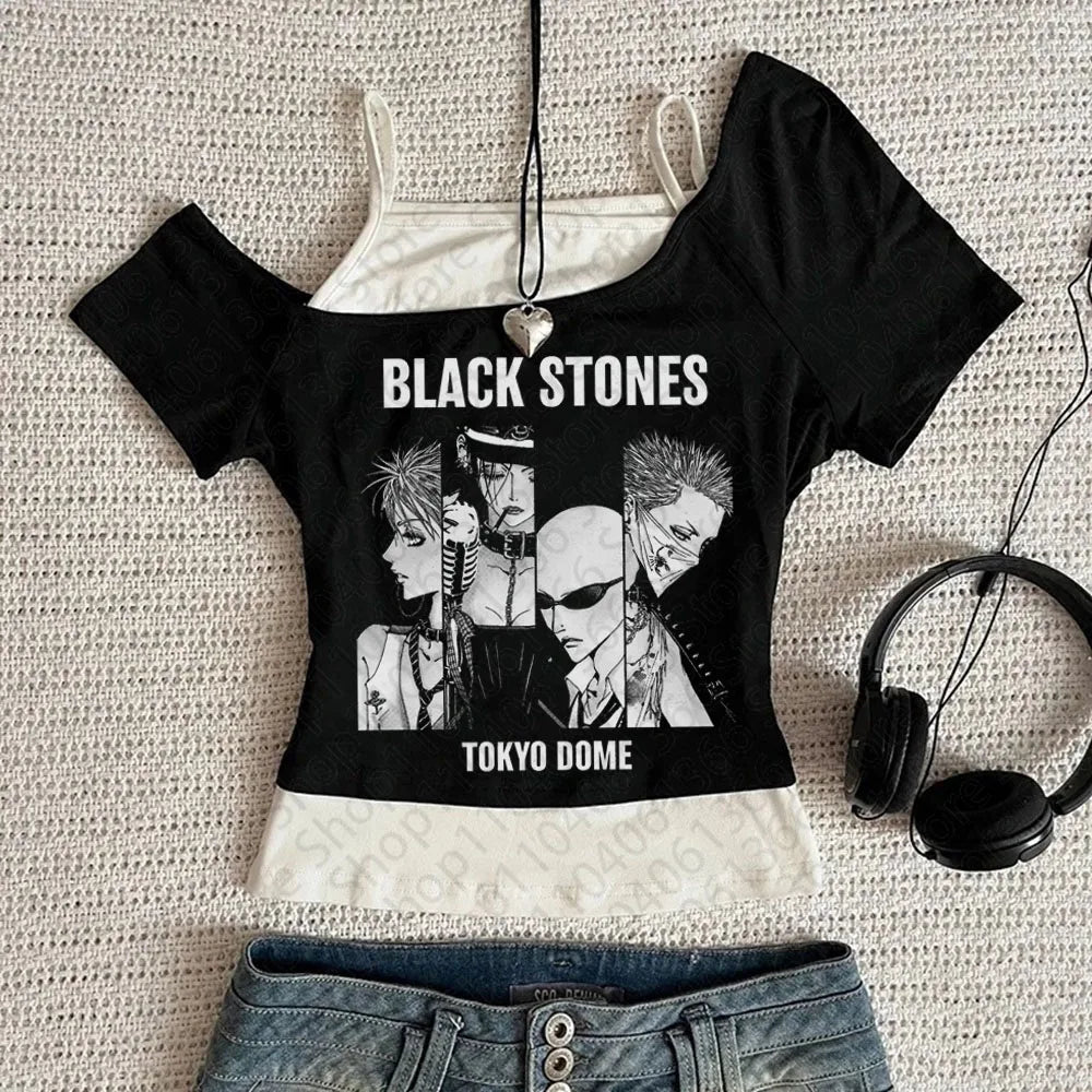 Y2k Nana Osaki Graphic T Shirts Casual Harajuku Streetwear Japanese Clothes Fashion Rock Punk Sleeveless Tanks & Camis Coquette