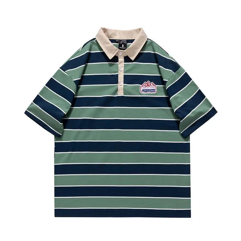 2025 Japan Retro Striped Long-sleeved Shirt Top Men Women Loose Trend Couple BF Lapel Sweatshirt Preppy Hip Hop Cool Shirts