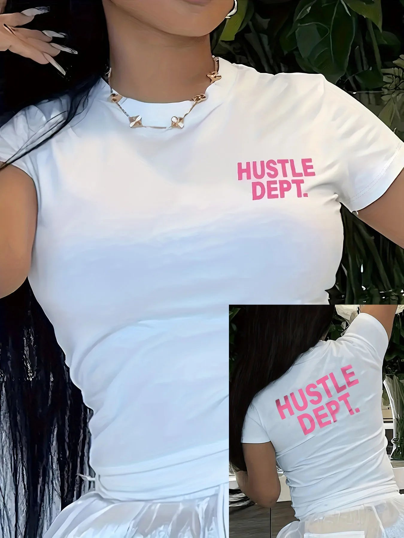 Hustle Dept Print T-Shirts Summer Women's Shirt Short Sleeve Ne...